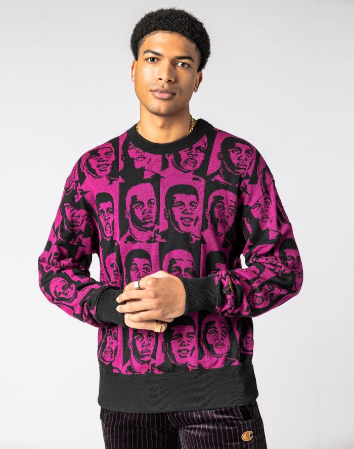 Champion Muhammad Ali™ Cashmere-Blend Sweater By Don C Erkek Sweatshirt Siyah/Pembe ( SDVNEW758 )